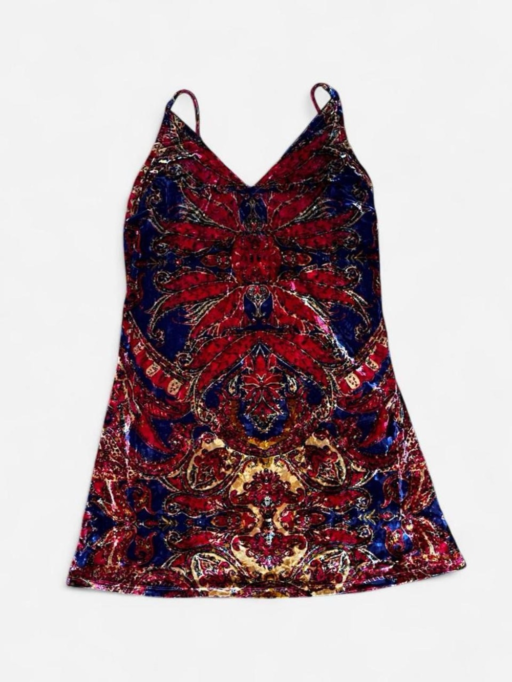 Free People Velvet Paisley dress - Red & Navy